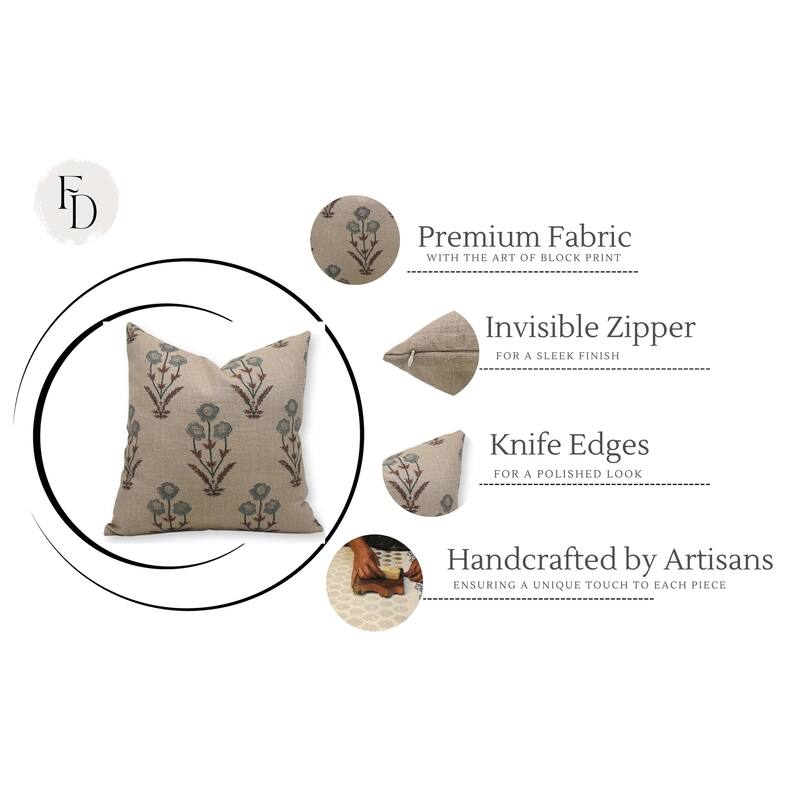 Fabdivine Linen Bohemian Block print pillow Cover