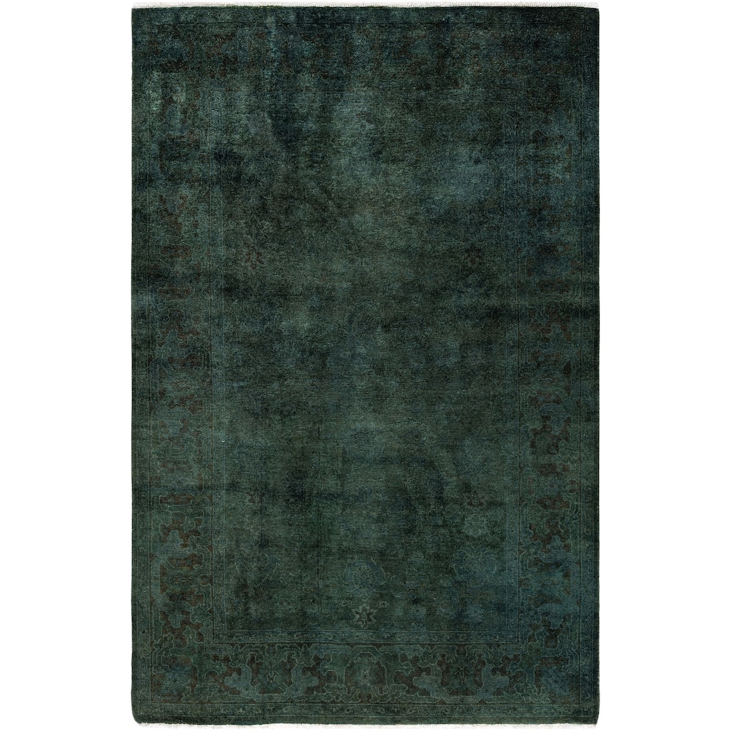 Overdyed One-of-a-Kind Hand-Knotted Area Rug - Green - 4' 2" x 6' 3"