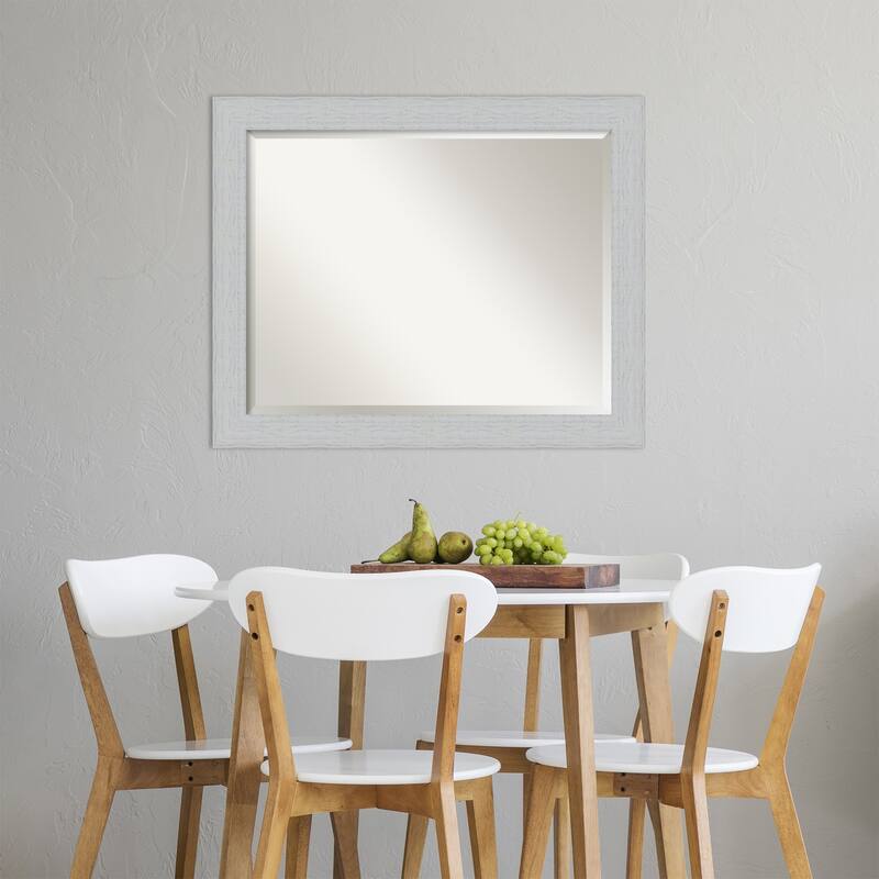 Beveled Wood Wall Mirror - Shiplap White Frame