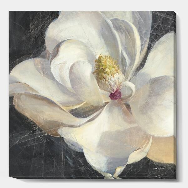 Designart Vivid White Magnolia Iv Shabby Chic Premium Canvas Wall Art On Sale Overstock 25705995 This wall art features an image of a magnolia on a background of sheet music with a coordinating black frame for a polished lookshape. usd