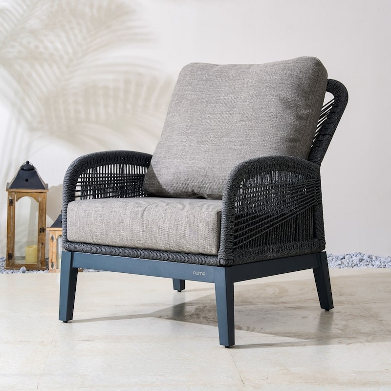 Modern Outdoor Aluminum Sofa with Removable Rope Olefin Cushions Design
