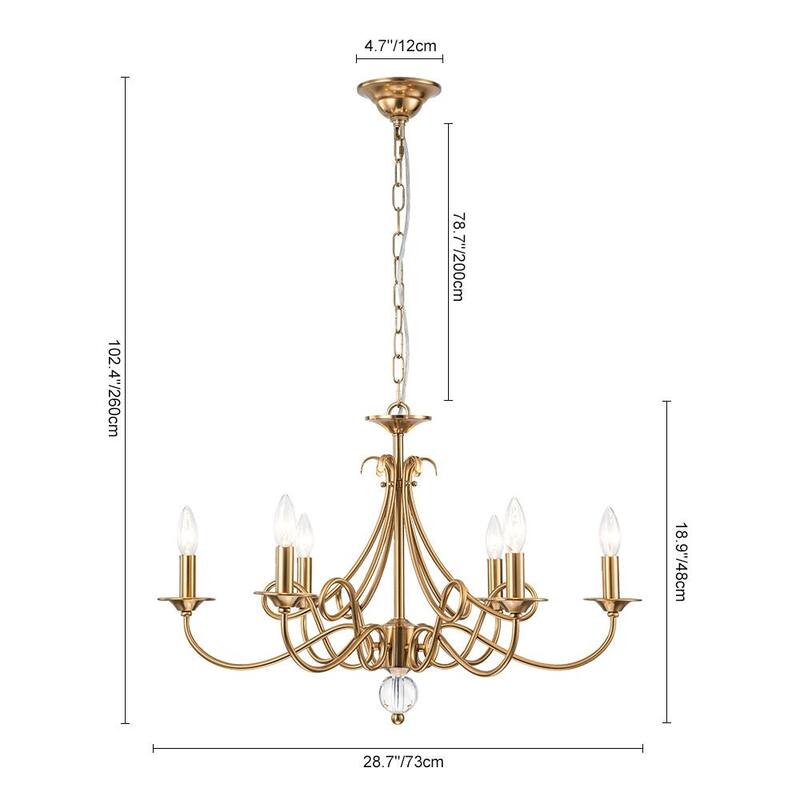 6-Light Vintage Luxe Gold Iron Candle Style Chandelier