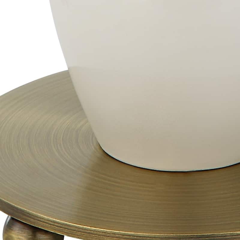 Uttermost Annora Glossy White Table Lamp - 34"H,   Shade 10"H x 15"Dia