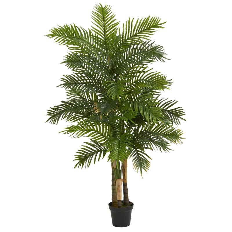Artificial Palm Tree 6Ft Real Touch - Lush Green Leaves, Indoor Tropical Decor, 72 Inch Tall - 61 Inches and Over