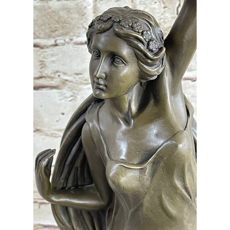 Figurative Greek Roman Woman Candle Holder Candelabra Bronze Sculpture Statue Art