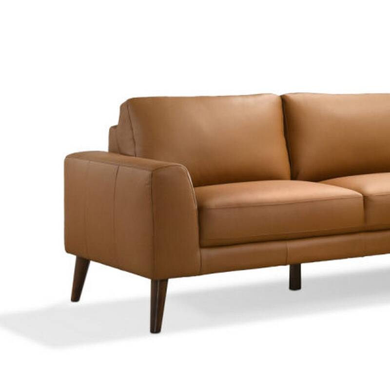 Jen 100 Inch Modern Sectional Sofa with Left Chaise, Brown Genuine Leather