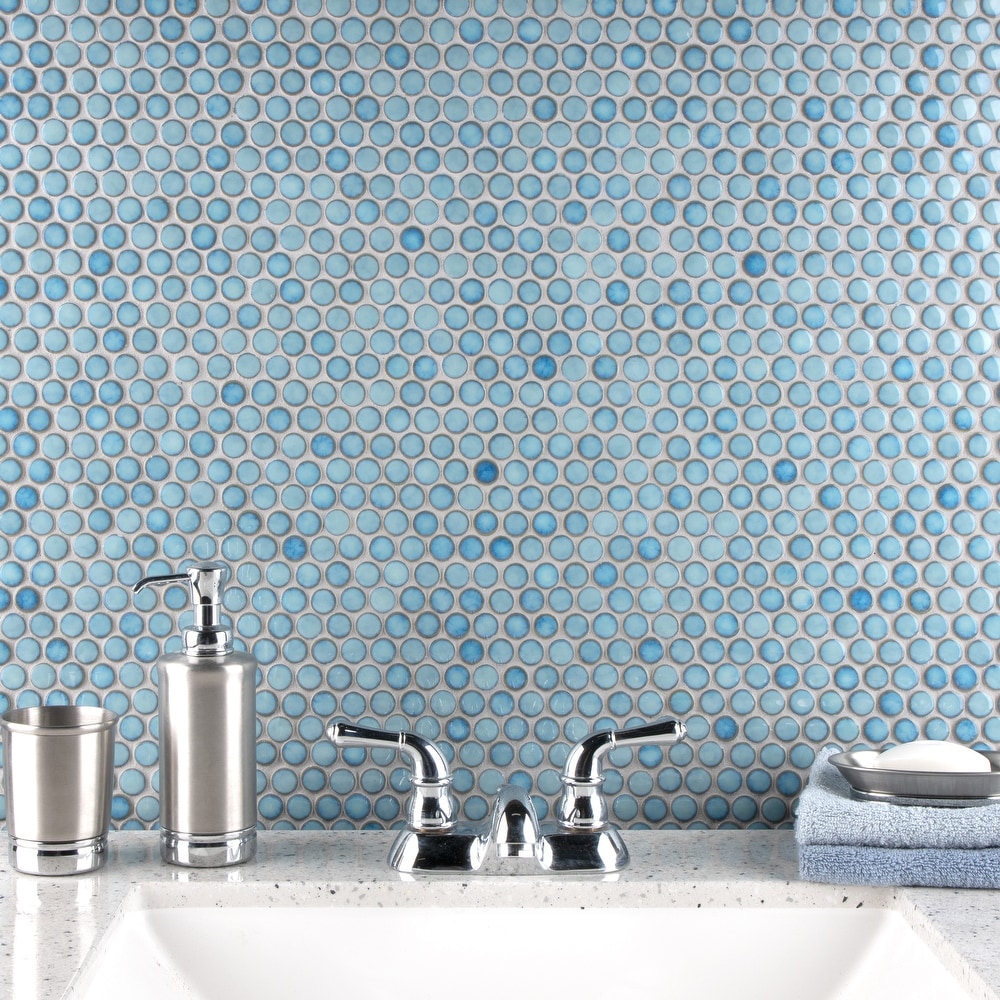 Tenedos Irregular Hexagon Iridescent Glass Mosaic Wall Tile for Kitchen Backsplash, Bathroom, Accent Wall (Box of 10 Sheets) Passion Blue Violet