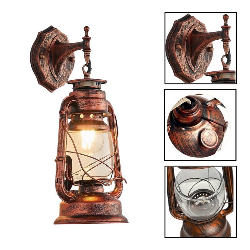 Farmhouse wall sconce anti copper wall lighting glass, iron bulb wall lamp