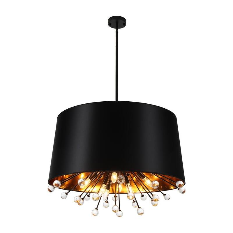 Ornate Rustic 12-Light Cone-shaped Fabric Crystal Chandelier - 30.7 in