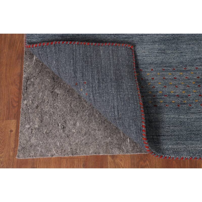 Blue Gabbeh Oriental Area Rug Hand-Knotted Wool Carpet - 6'9"x 9'10"