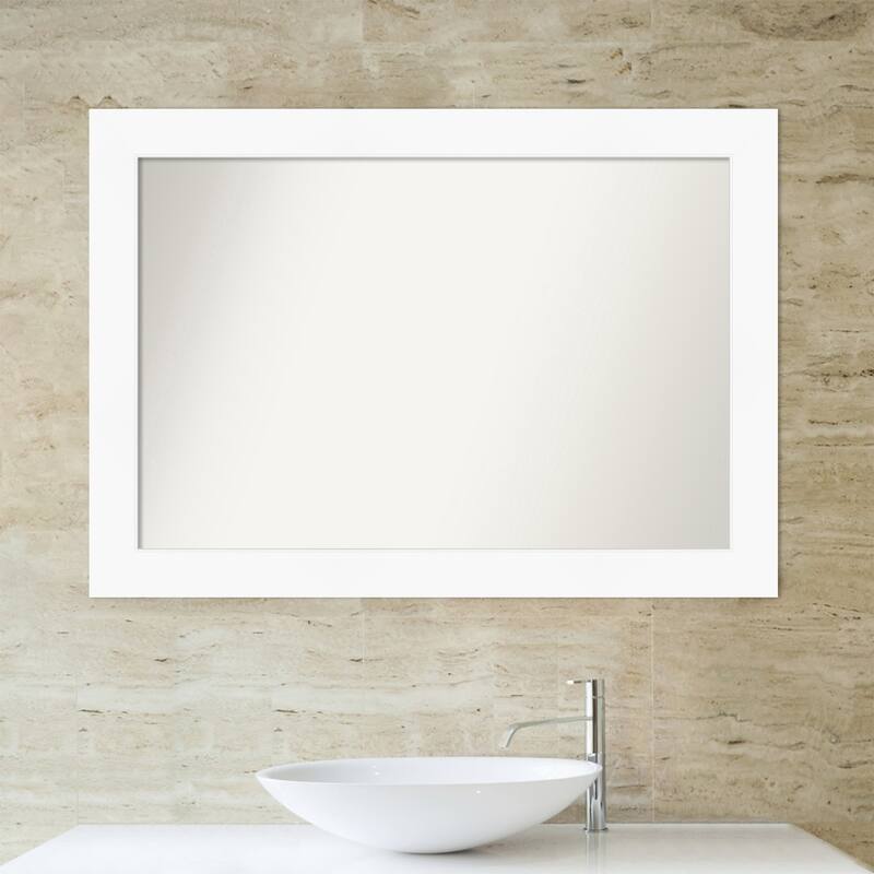 Non-Beveled Bathroom Wall Mirror - Cabinet White Frame