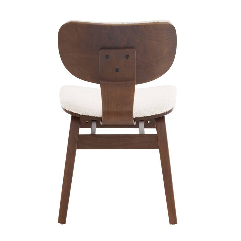 Boucle Fabric Dining Chairs Set of 2, Upholstered Dining Room Chairs with Wood Legs, Accent Arm Chair with Open Backrest