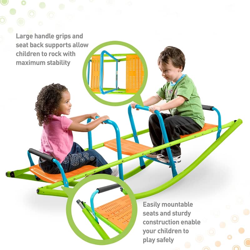 Kids Seesaw Teeter Totter, 3-Person Metal Teeter Totter, Age 3-10 - 59.44"L x 18.11"W x 20.47"H