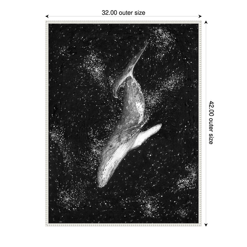 Magic Ocean Whale Large by Ec Mazur Framed Canvas Wall Art - 32 x 42 in