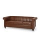 preview thumbnail 32 of 38, Drury Channel Stitch Faux Leather Sofa with Nailhead Trim by Christopher Knight Home - 83.00" L x 32.50" W x 27.00" H