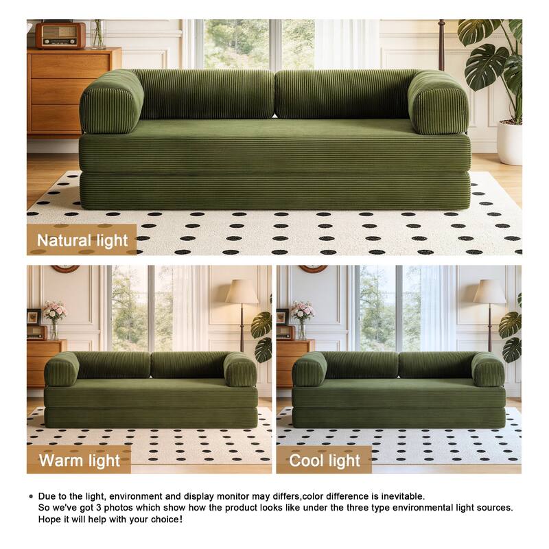 Corduroy Large Couch Convertible Floor Sofa Bed Sleeper