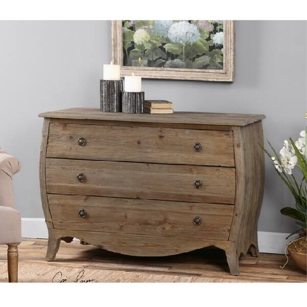 4' EcoFriendly Gray Washed Pine Bombay Style Foyer Chest Bed Bath