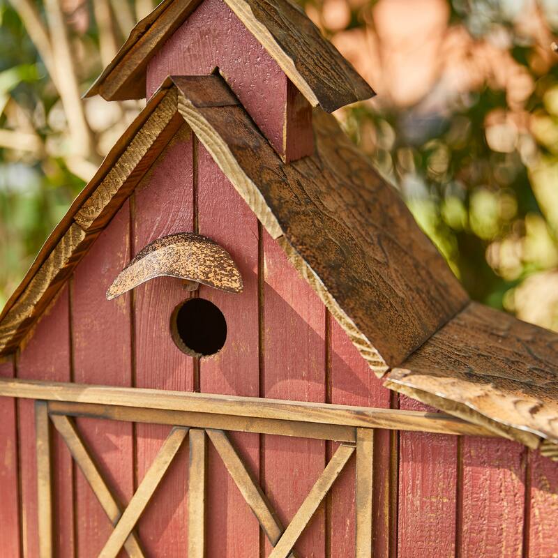 Glitzhome 20.75"W Extra-Large Farmhouse Rustic Wood Barn Birdhouse - 20.75" W x 14.96" H x 8.27" D