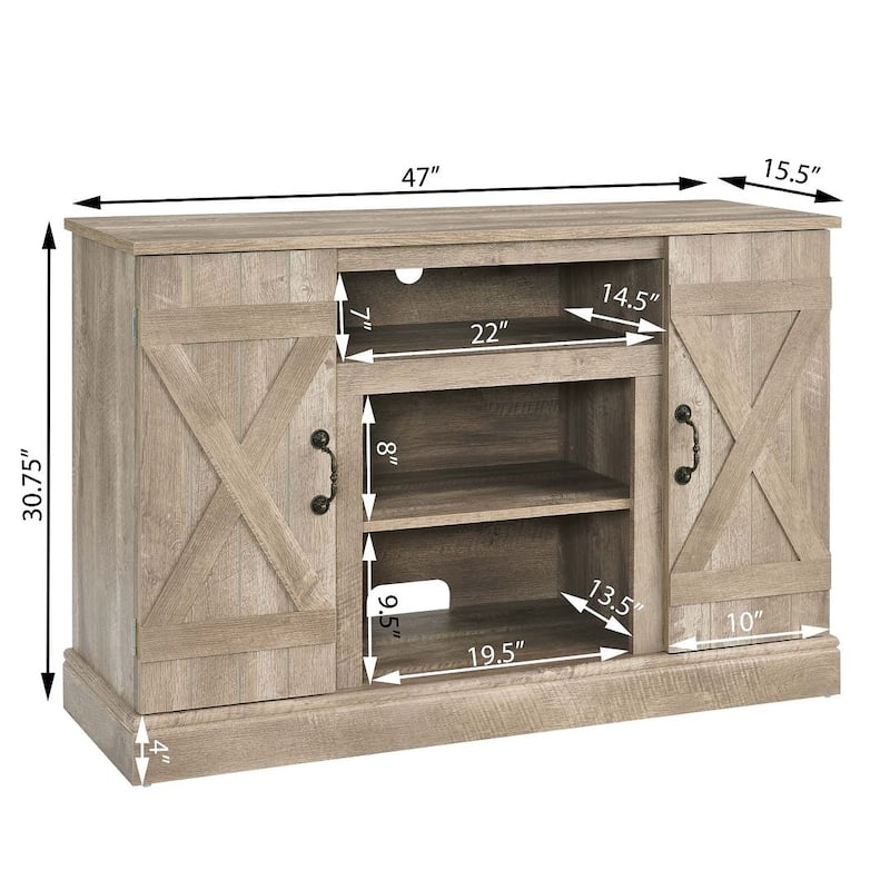 47"W Farmhouse TV Stand with 18-Inch Fireplace