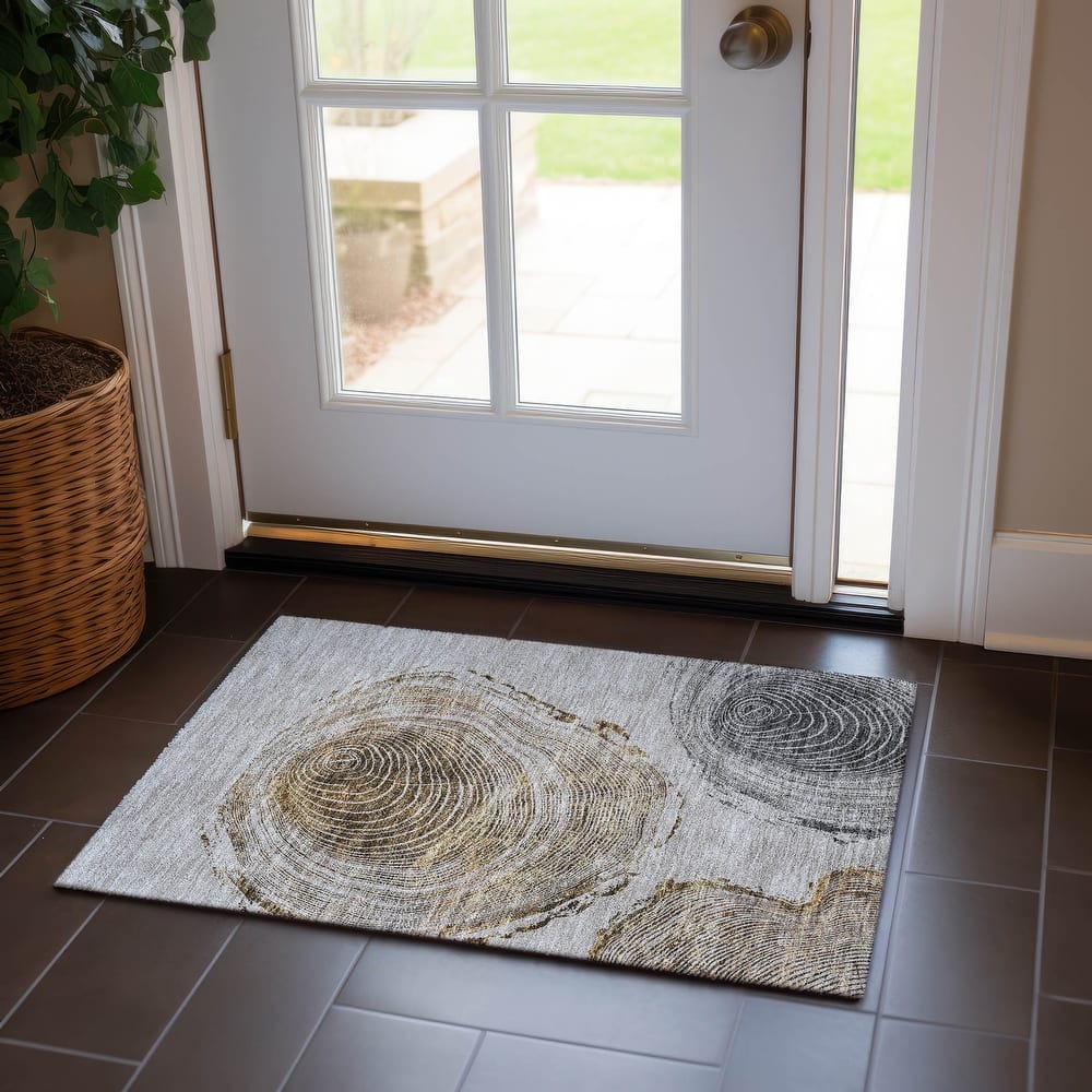 Machine Washable Indoor/ Outdoor Chantille Modern Tree Rug