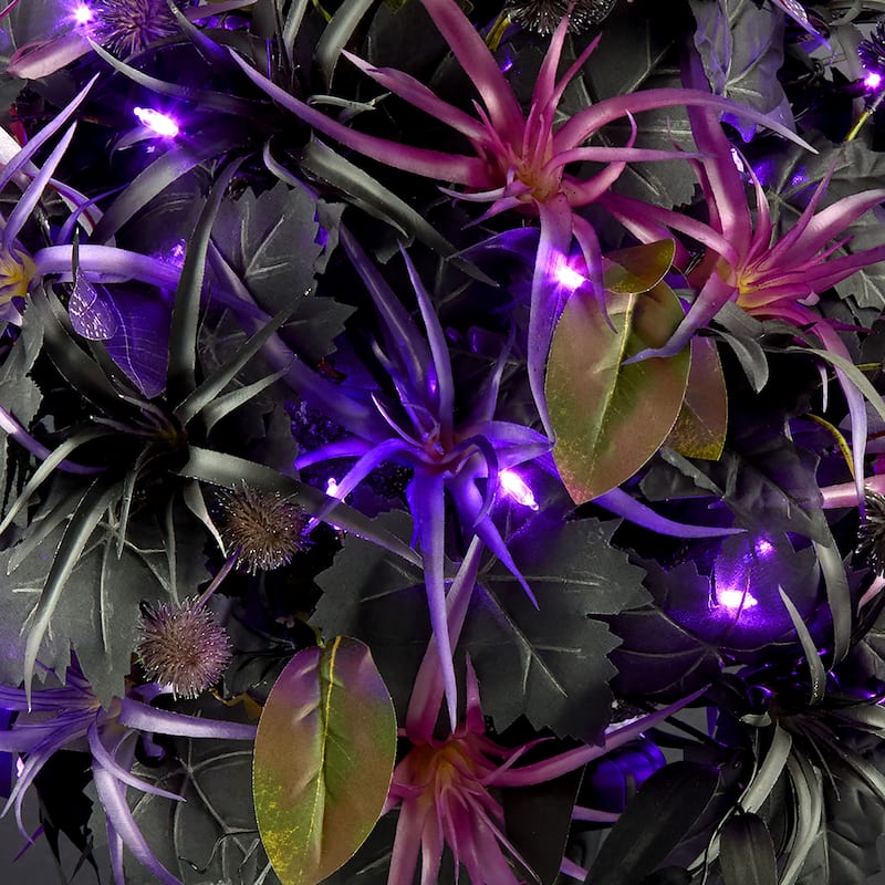 National Tree Company 24" Artificial Scare in the Air Halloween Potted Plant, 30 Purple LED Lights - 24 in