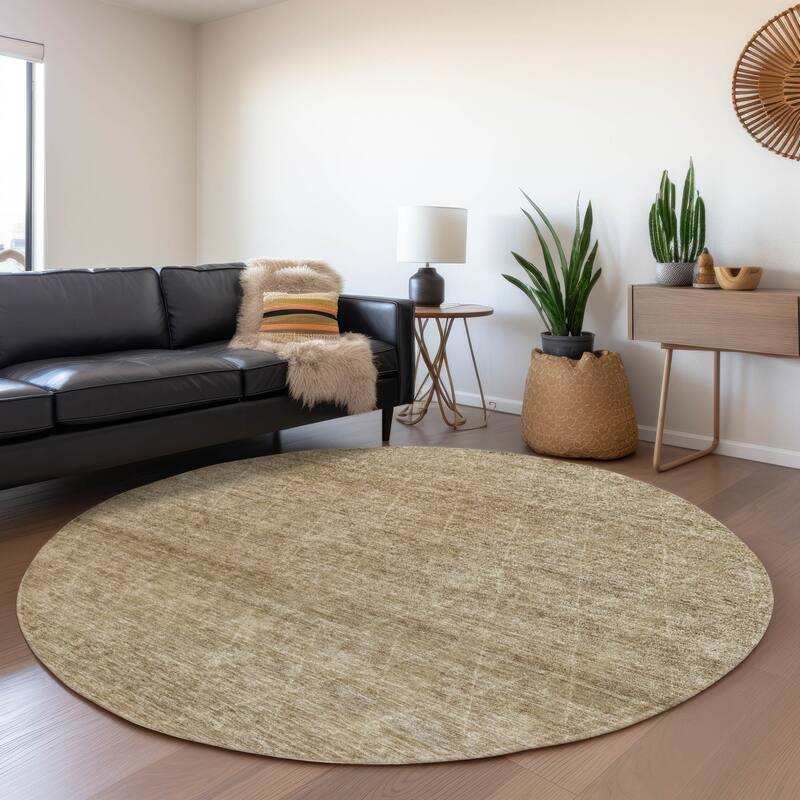 Machine Washable Indoor/ Outdoor Trellis Ombre Chantille Rug - Wheat - 8' x 8'