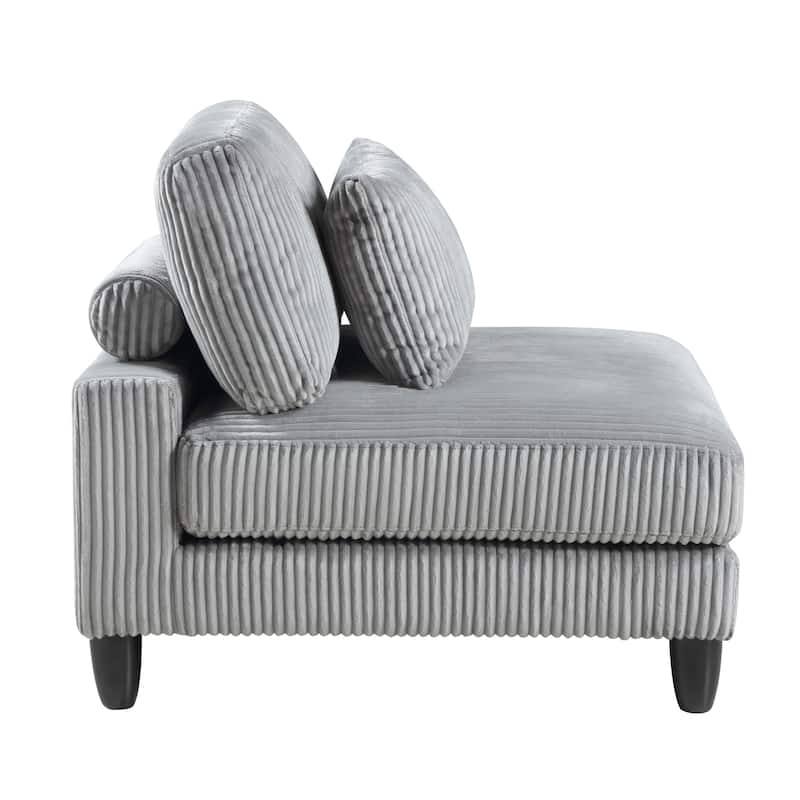 4-Piece Gray Corduroy Sectional Sofa with Wood Legs, 120x80x36 inches, 241 lbs