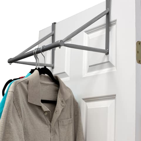 Premius Over The Door Closet Rod Rack, Silver, 17.75x10x10.15 Inches - 17.75x10x10.15 Inches