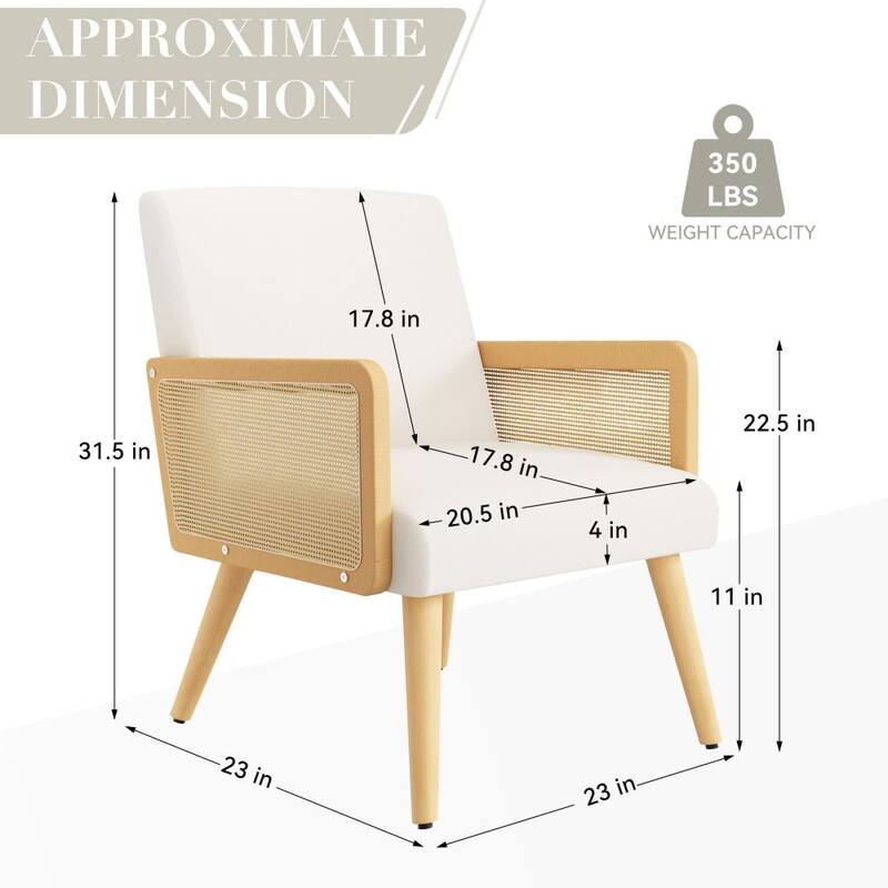 Fabric Accent Armchair with Solid Wood Legs