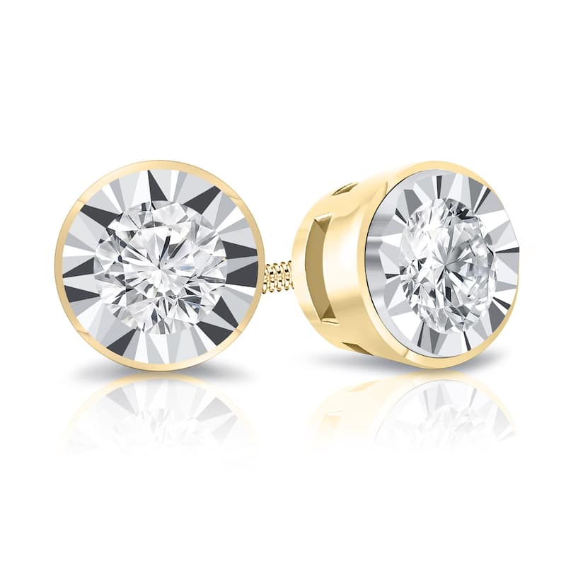 Auriya 3/8ctw Bezel-set Diamond Stud Earrings 14k Gold (G-H, I1-I2)