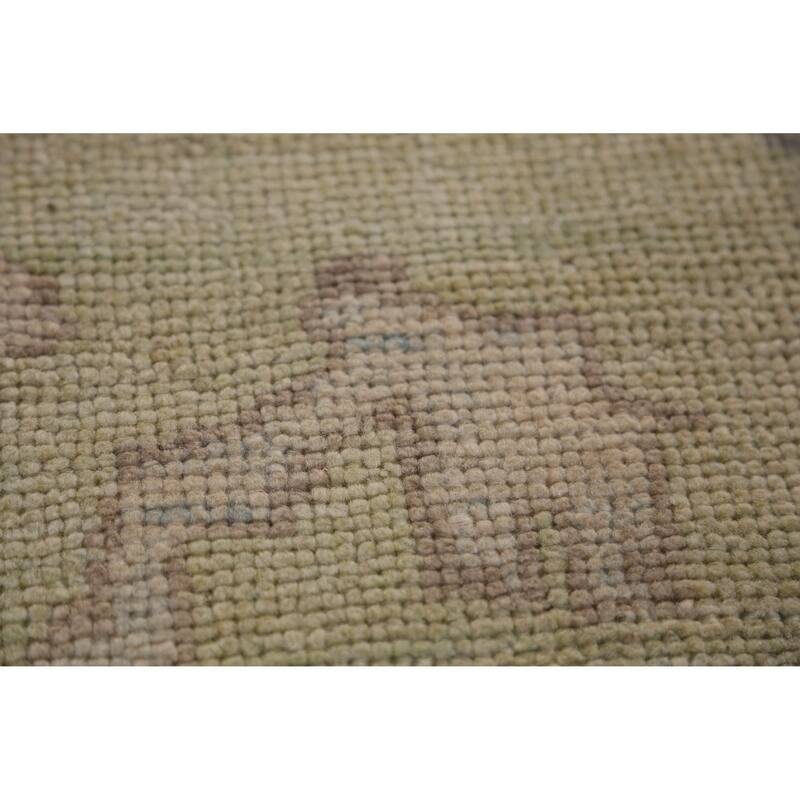 Hand Knotted Oriental 100% Wool Carpet Transitional All-Over Green Oushak Area Rug - 11' 4'' X 8' 8''