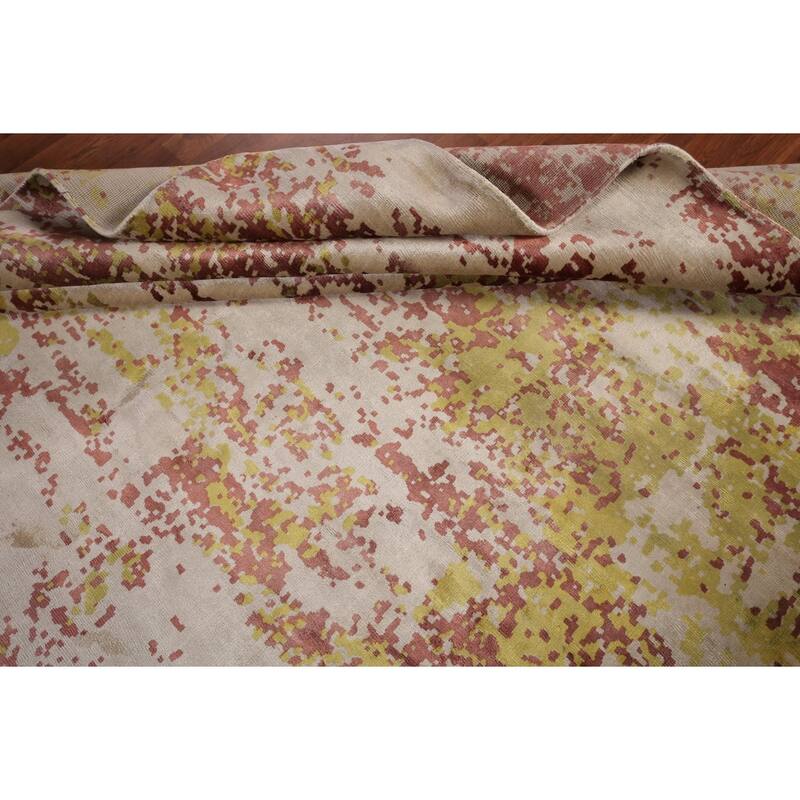 Contemporary Abstract Indian Square Rug Handmade Wool Carpet - 8'0" x 8'1"