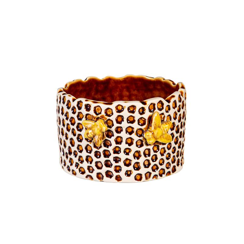 6" Ceramic Honeycomb Crackled Planter