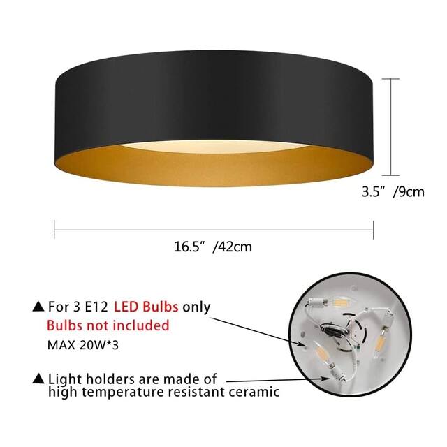 Modern Minimalist Metal Shaded Drum Flush Mount Ceiling Light