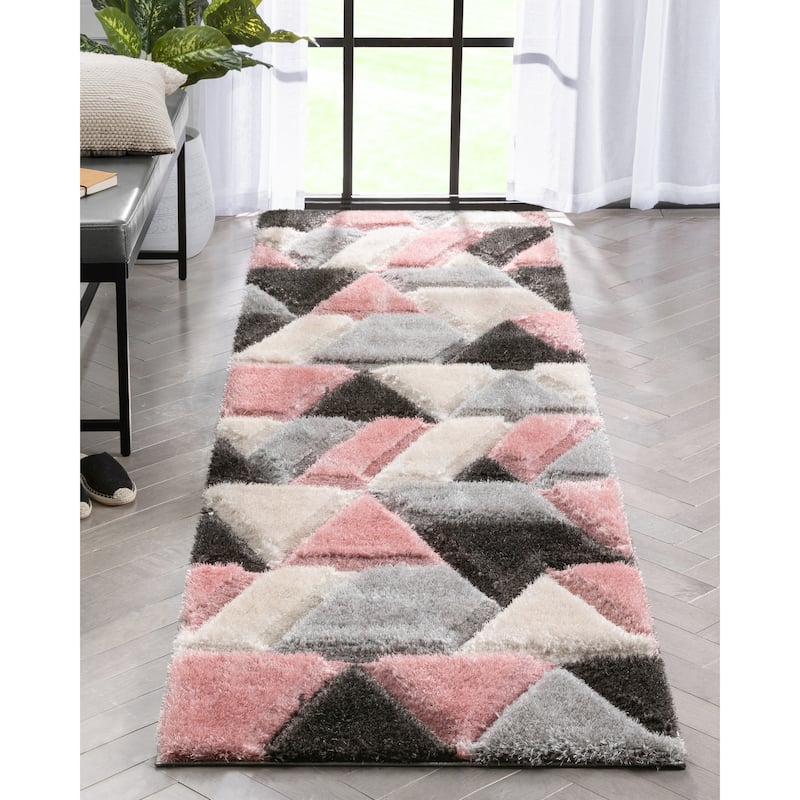 Well Woven San Francisco Holland Geometric Modern Carved Shag Area Rug