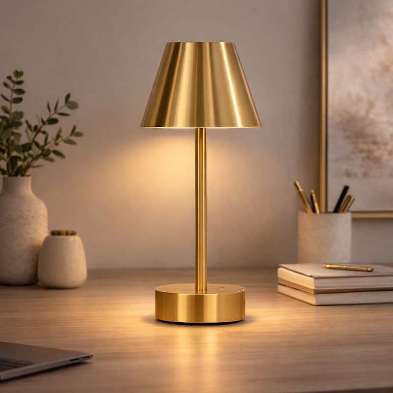 Aurora Rechargeable Brushed Nickel LED Table Lamp