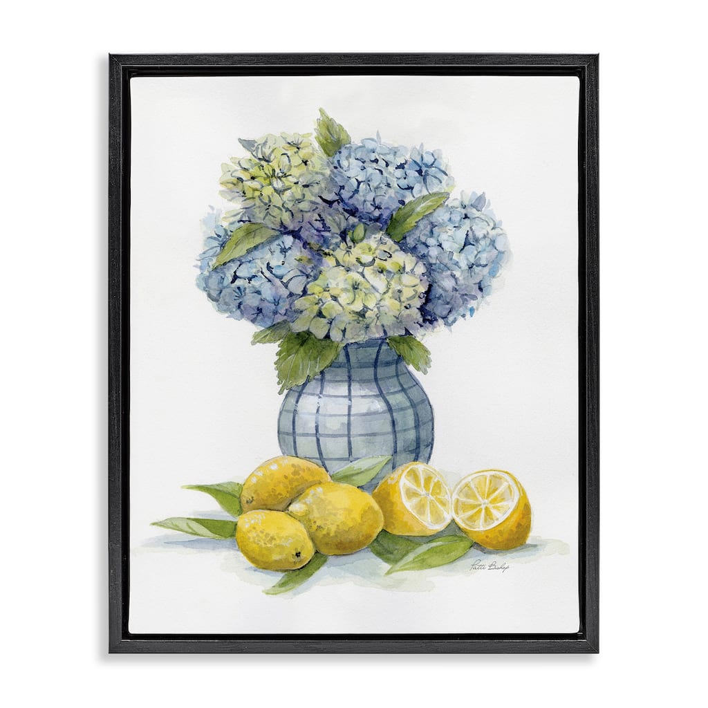Stupell Hydrangeas & Lemon Cluster Framed Floater Canvas Wall Art Design By Patti Bishop