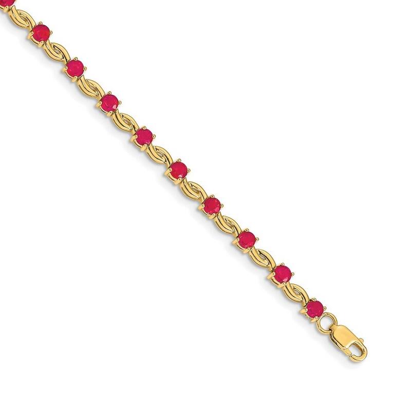 Curata 14k Composite Ruby Round Bracelet