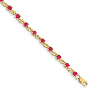Curata 14k Composite Ruby Round Bracelet