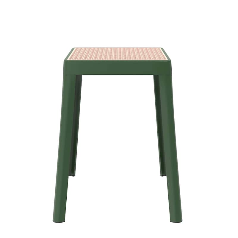 Tresse Modern Stackable Dining Stool with Wicker Seat for Dining Room, Garden, Patio, Indoor or Outdoor - No Assembly Required