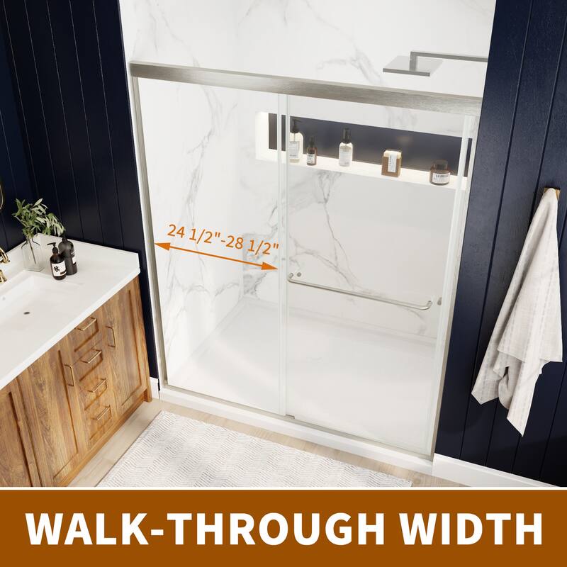 Modland 56-60"x70'' Adjustable Double Sliding Shower Door, 1/4" ANSI Glass with Nano Coating, Framed Bypass Enclosure