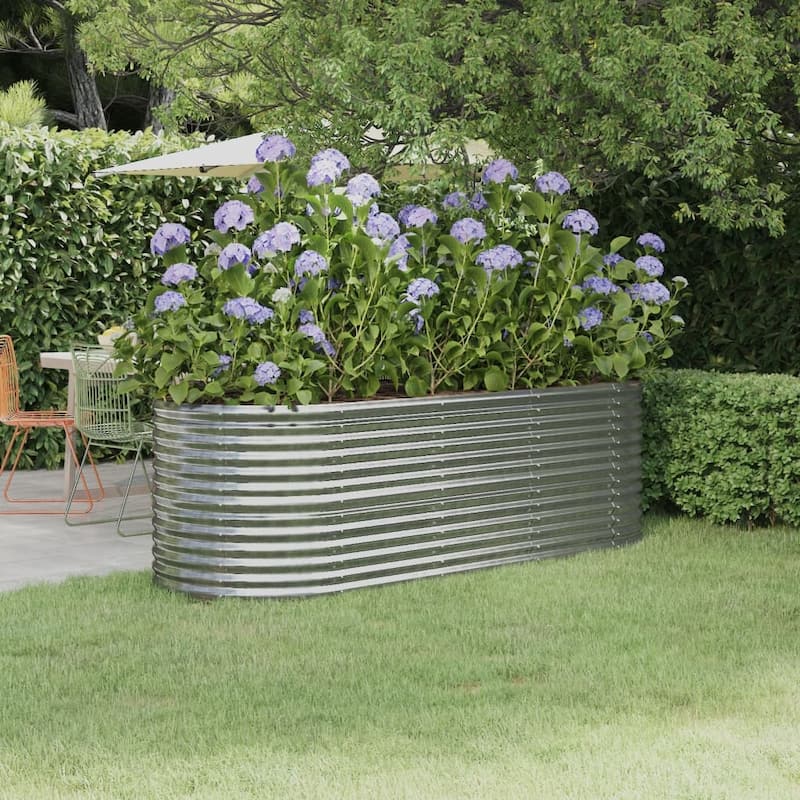 vidaXL Raised Garden Bed Raised Flower Bed Galvanized Steel Outdoor Planter - 88.2"x31.5"x26.8" - Silver