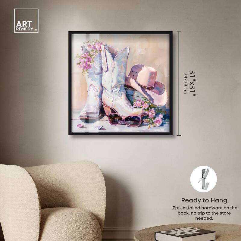 Spring Pink Cowboy Necessities Shadowbox by Art Remedy