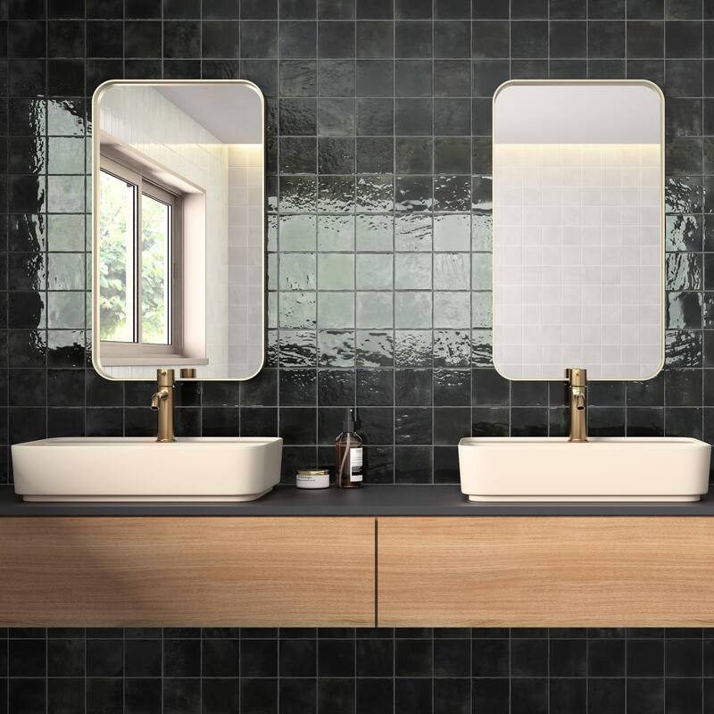 Merola Tile Menorca Forest Black 4" x 4" Ceramic Wall Tile - Case (60 Tiles)