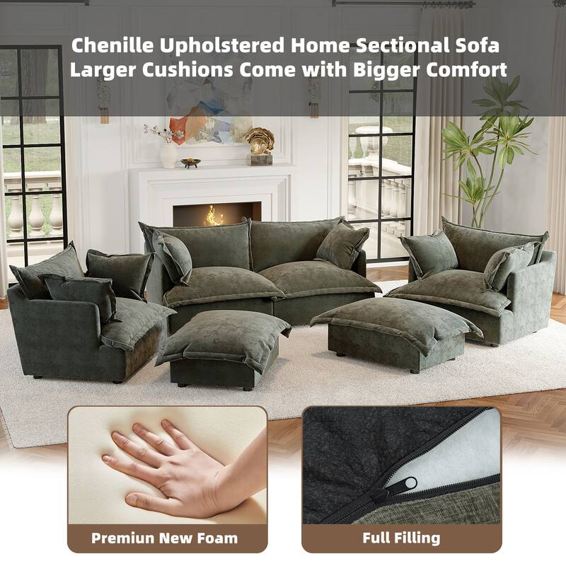 Cloud Chenille Upholstered Modular Sectional Sofa