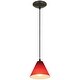 preview thumbnail 4 of 4, Access Lighting Martini - Glass Pendant - Cord - Oil Rubbed Bronze Finish - Red Glass Shade