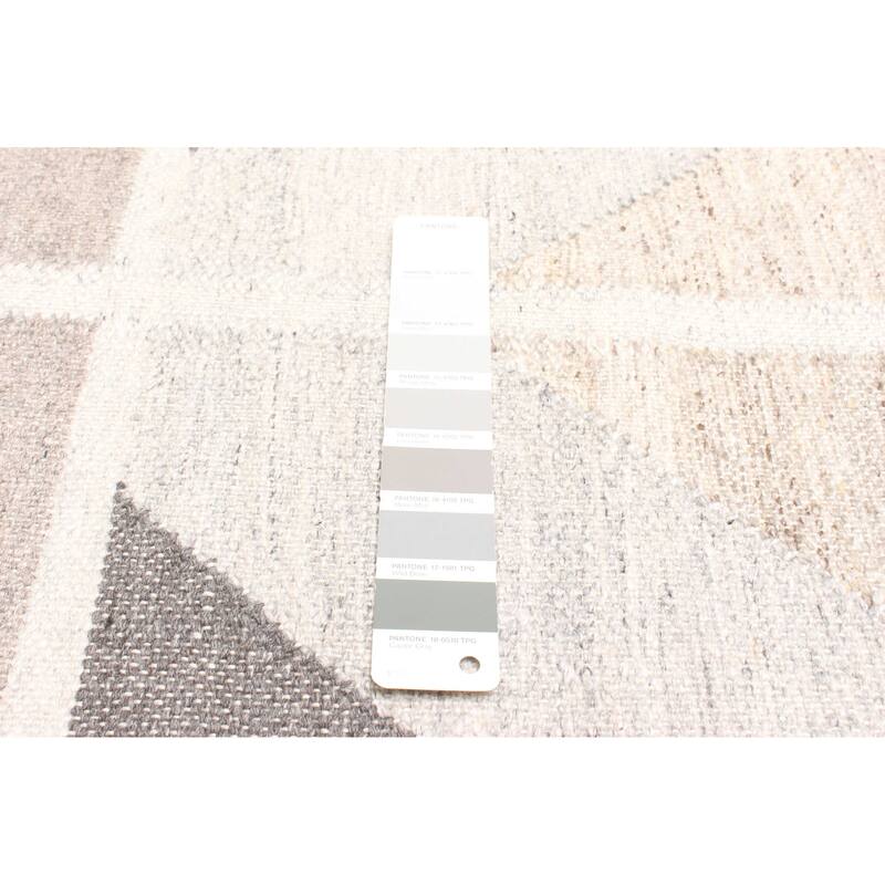 ECARPETGALLERY Flat-Weave Ankara FW Light Grey Wool Kilim - 5'2 x 7'8