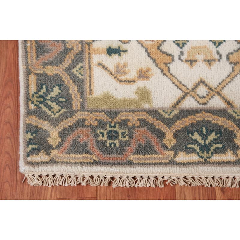 Ivory Oushak Oriental Runner Rug Hand-Knotted Wool Carpet - 2'7" x 7'10"