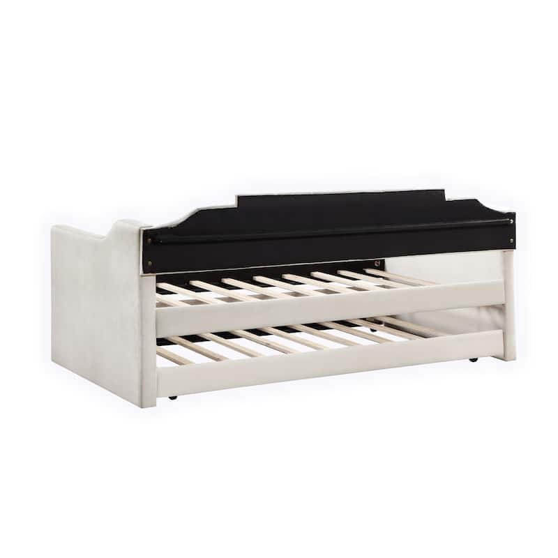 Modern Twin Size Upholstered Velvet Daybed with Trundle