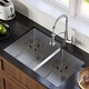 preview thumbnail 1 of 7, Karran Elite Undermount Stainless Steel 33 in. 16-Gauge Double Bowl 60/40 Kitchen Sink Kit